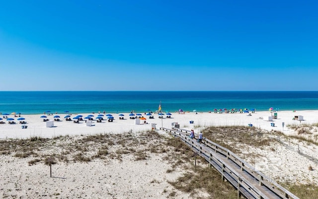 property view of water with a beach view