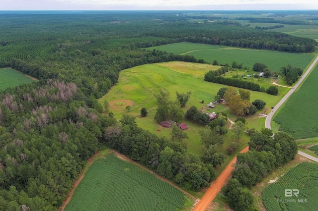 aerial view with a rural view