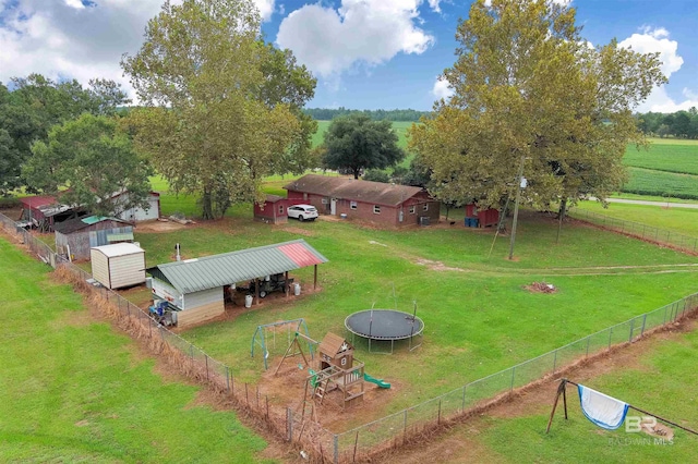 drone / aerial view featuring a rural view