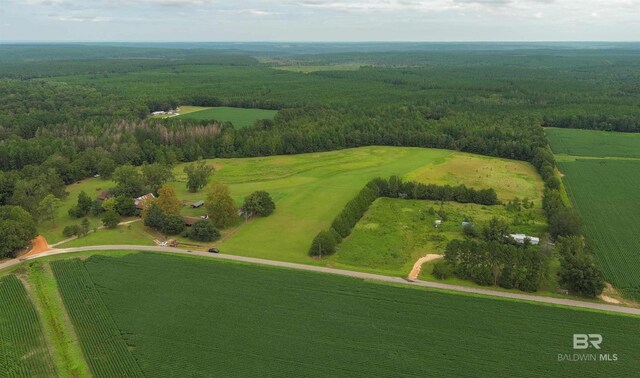 birds eye view of property with a rural view