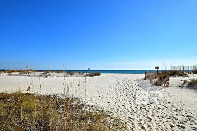 property view of water with a beach view