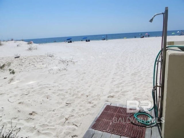 view of water feature featuring a view of the beach