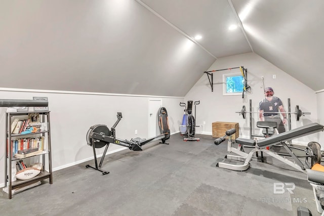 1106 Old County Rd, Daphne, AL 36526 - exercise room featuring baseboards and lofted ceiling