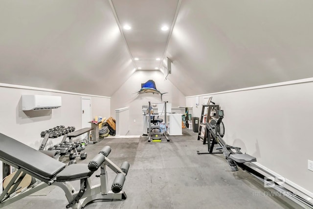 1106 Old County Rd, Daphne, AL 36526 - exercise room with a wall unit AC and vaulted ceiling