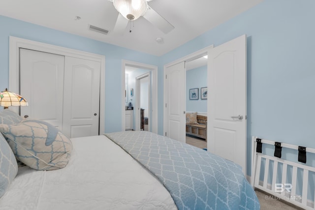 453 Dune Dr Unit 305, Gulf Shores, AL 36542 - bedroom featuring a closet, carpet flooring, and ceiling fan