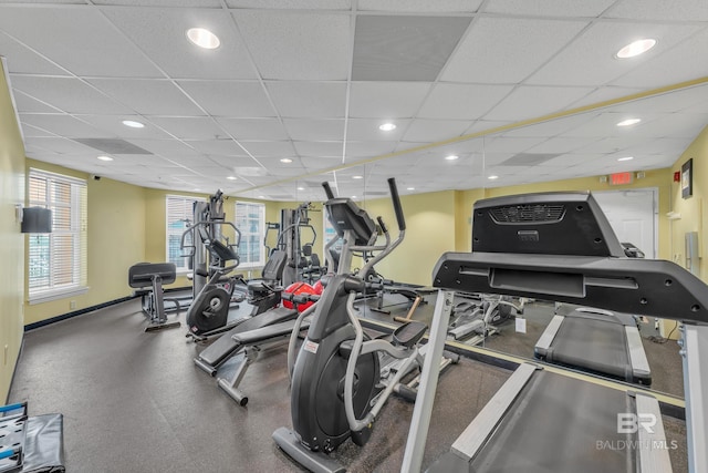 453 Dune Dr Unit 305, Gulf Shores, AL 36542 - gym featuring a paneled ceiling and recessed lighting