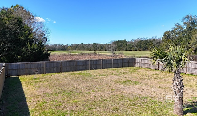 view of yard featuring a fenced backyard