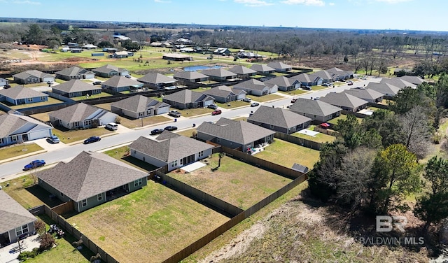 aerial view with a residential view