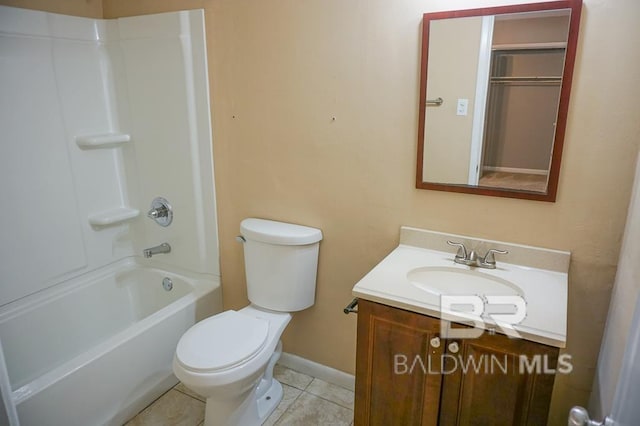 4366 Fathbrook Ln, Mobile, AL 36693 - bathroom featuring vanity, toilet, washtub / shower combination, tile patterned flooring, and baseboards
