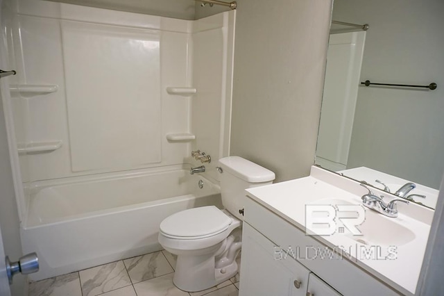 4366 Fathbrook Ln, Mobile, AL 36693 - bathroom with vanity, shower / bathtub combination, toilet, and marble look tiles
