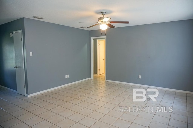 4366 Fathbrook Ln, Mobile, AL 36693 - spare room with ceiling fan, light tile patterned floors, and baseboards