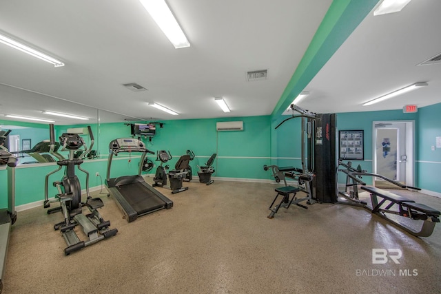 workout area with an AC wall unit