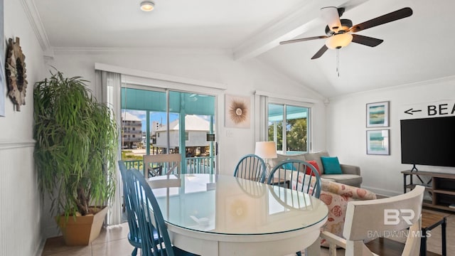 331 E 2nd Ave, Gulf Shores, AL 36542 - dining area featuring ceiling fan, baseboards, and crown molding