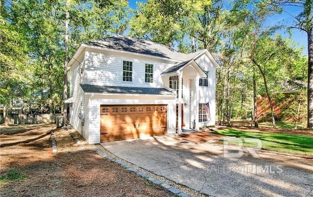 view of front of house with a garage