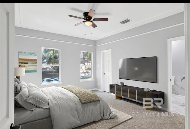 bedroom featuring ceiling fan