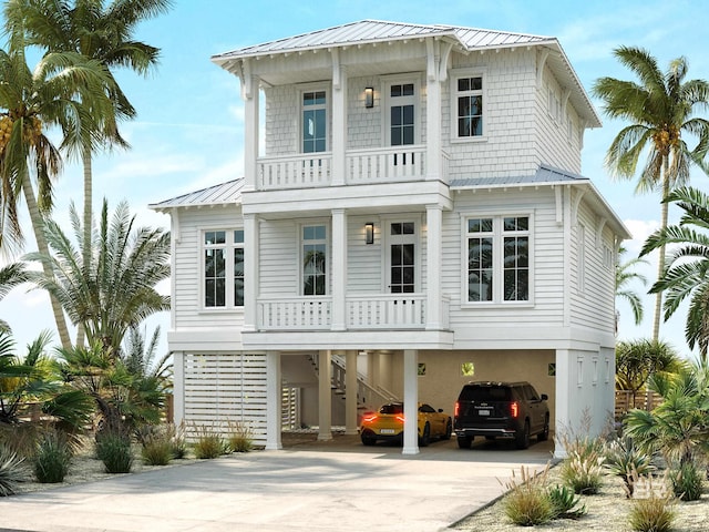 beach home featuring a carport