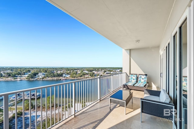 balcony with a water view