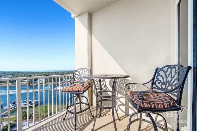 balcony with a water view