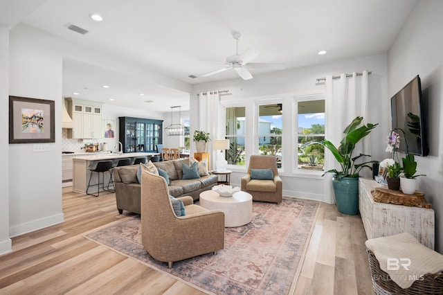30531 Ono N Loop W, Orange Beach, AL 36561 - living area with ceiling fan, light wood-type flooring, and recessed lighting