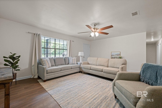 169 Buena Vista Dr, Daphne, AL 36526 - living area with wood finished floors, baseboards, and ceiling fan