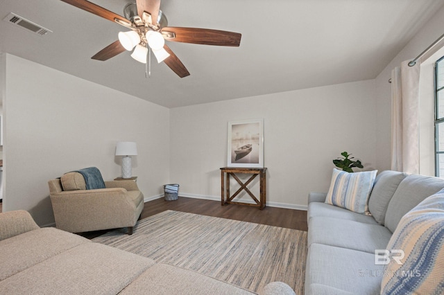169 Buena Vista Dr, Daphne, AL 36526 - living area with wood finished floors, baseboards, and ceiling fan