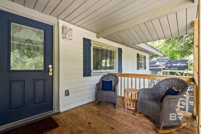 deck featuring a porch