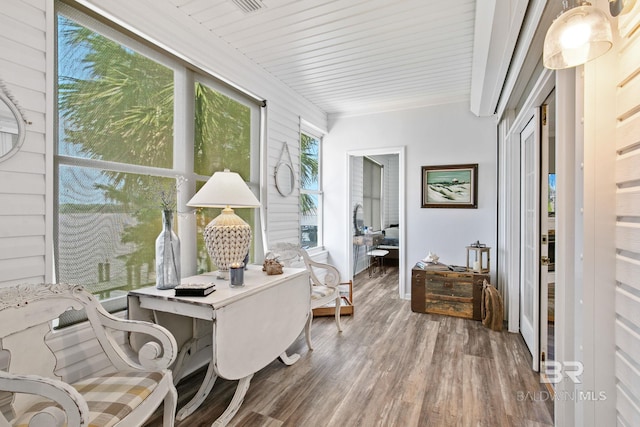 home office featuring hardwood / wood-style floors