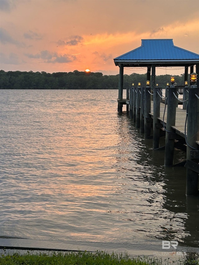 view of dock featuring a water view