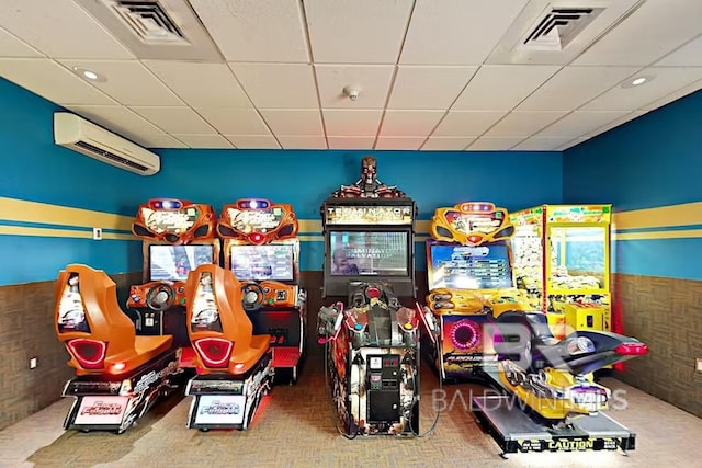 28103 Perdido Beach Blvd Unit B 516, Orange Beach, AL 36561 - game room with a wall mounted AC and a paneled ceiling