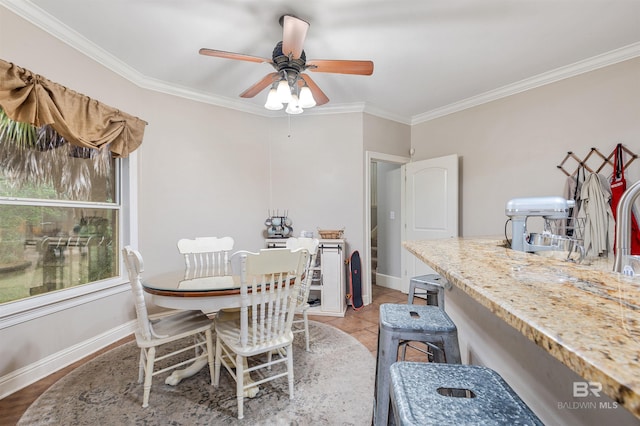 3340 Deer Track Dr, Semmes, AL 36575 - dining room featuring crown molding and ceiling fan