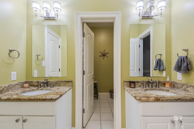 bathroom featuring tile patterned flooring and vanity