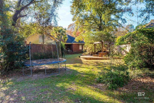 view of yard featuring a trampoline