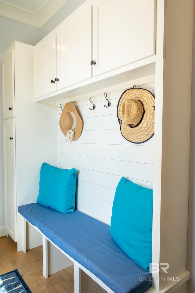 mudroom featuring light wood-type flooring