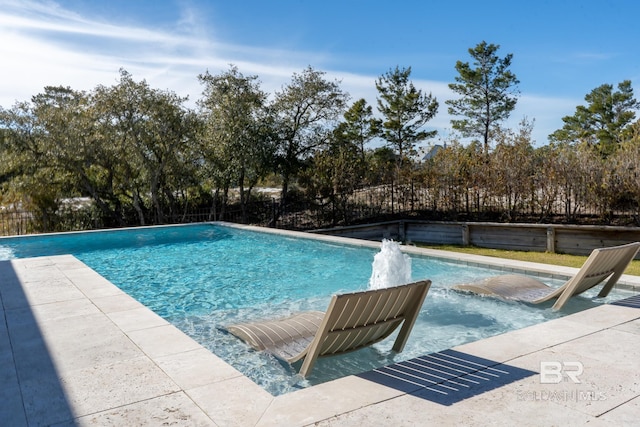 view of pool featuring a fenced in pool and fence