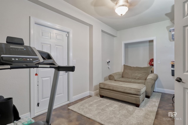 4209 Antigua Ct, Orange Beach, AL 36561 - exercise room with baseboards and a ceiling fan