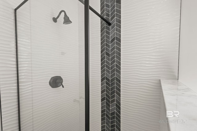 room details featuring a shower stall