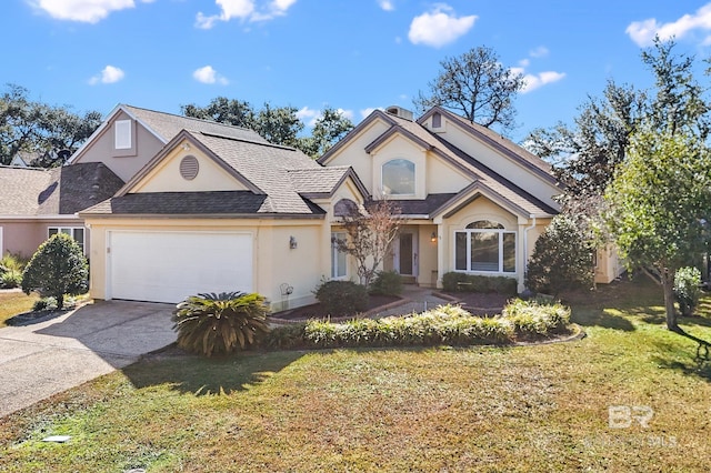 front of property with a garage and a front yard