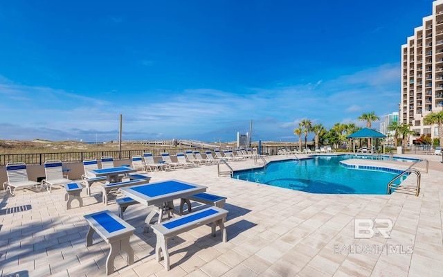 view of pool featuring a patio