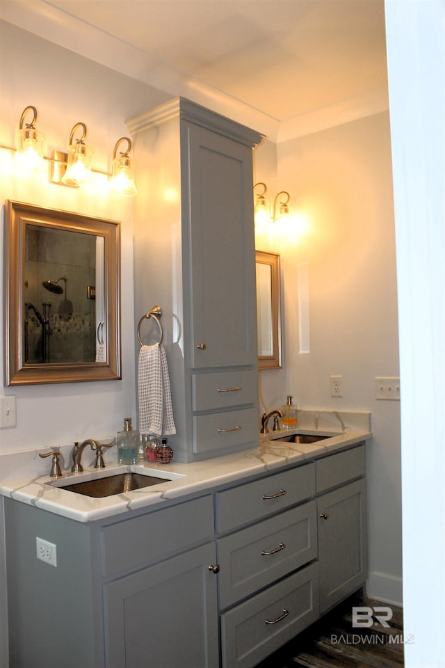 full bathroom featuring a sink and double vanity