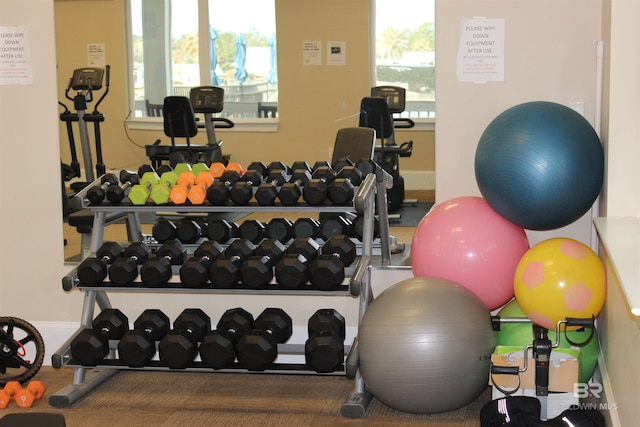 workout area with plenty of natural light