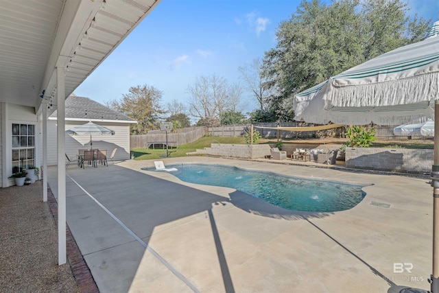 view of pool featuring a patio area