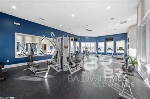 11006 Secretariat Blvd, Daphne, AL 36526 - exercise room with a ceiling fan and recessed lighting