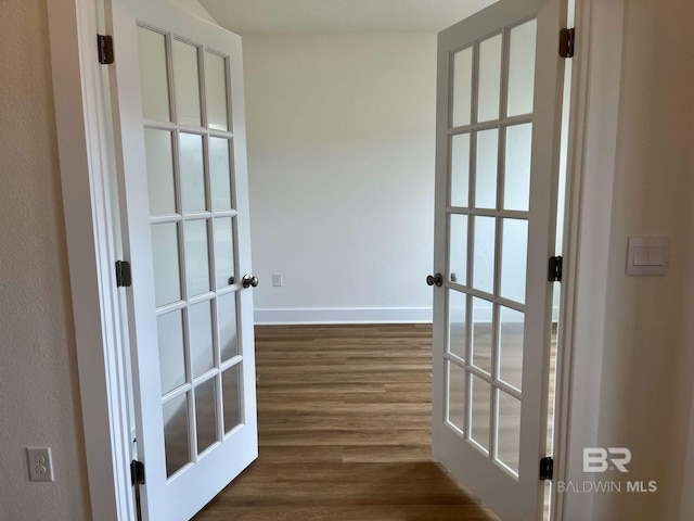 11006 Secretariat Blvd, Daphne, AL 36526 - hall with baseboards, dark wood-style floors, and french doors