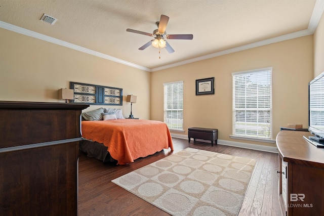 267 Galaxy St, Fairhope, AL 36532 - bedroom with visible vents, baseboards, hardwood / wood-style floors, and ornamental molding