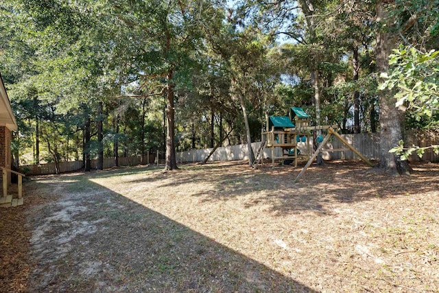 view of yard with a playground