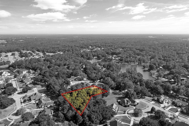 8814 N Dawes Lake Rd, Mobile, AL 36619 - birds eye view of property with a water view and a view of trees