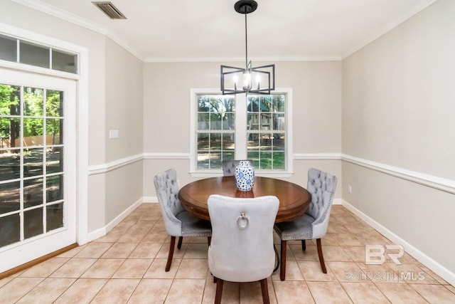 8814 N Dawes Lake Rd, Mobile, AL 36619 - dining space featuring a wealth of natural light, tile patterned flooring, a chandelier, and visible vents