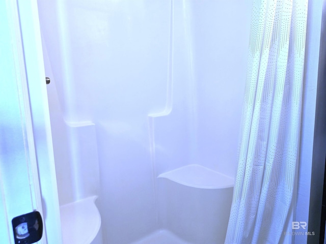 bathroom featuring a shower with curtain