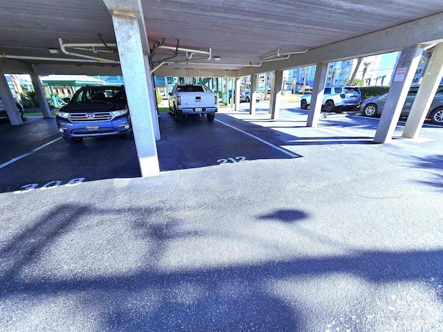 garage with a carport