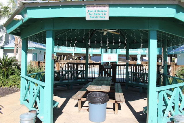 view of patio / terrace featuring a gazebo